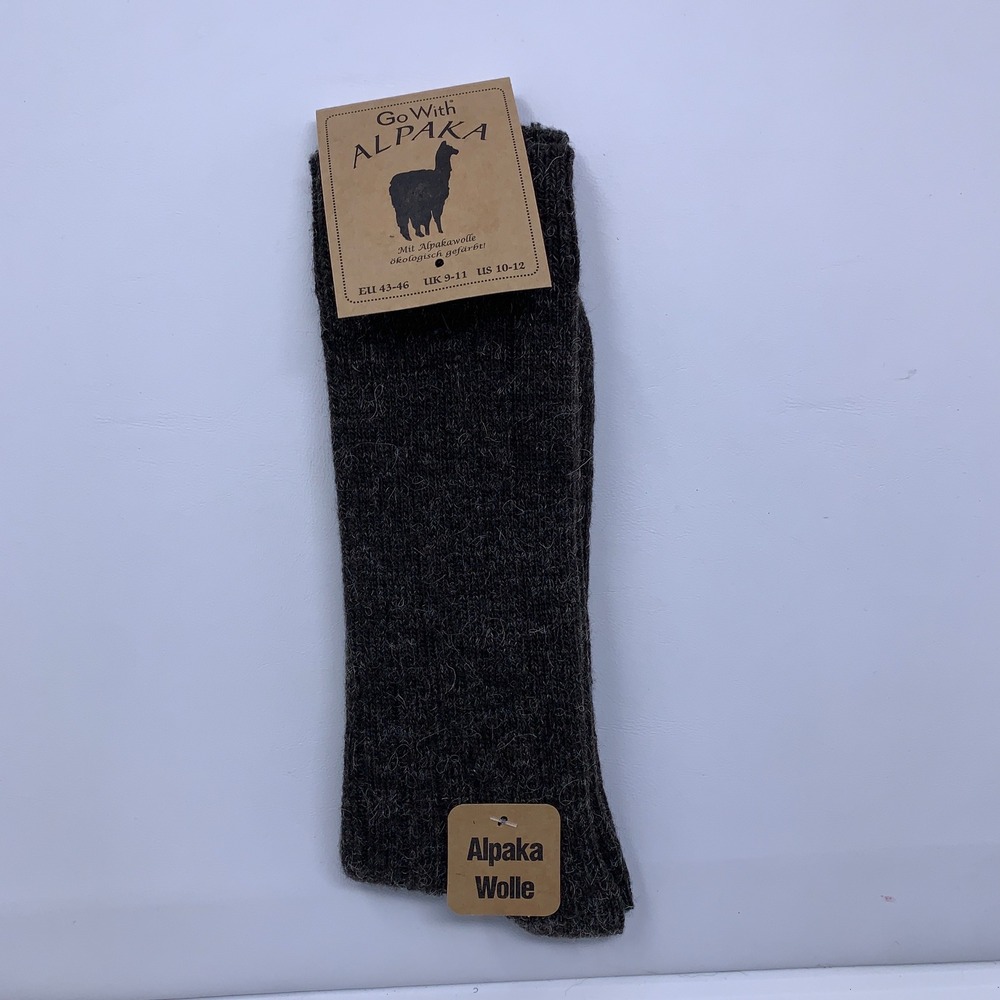 GoWith Mens US 10-12 Charcoal Alpaka Wool Blend Thermal Crew Socks 3095 NWT